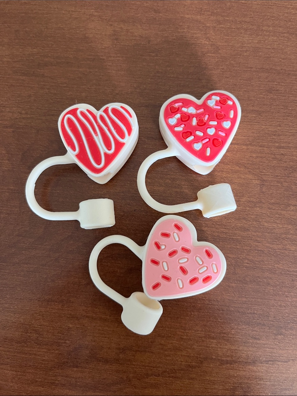 CWC Heart Shapped 10mm Straw Toppers- Set of 3